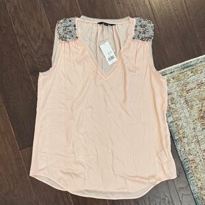 Banana Republic Peach Sleeveless Blouse with Sequin Accents